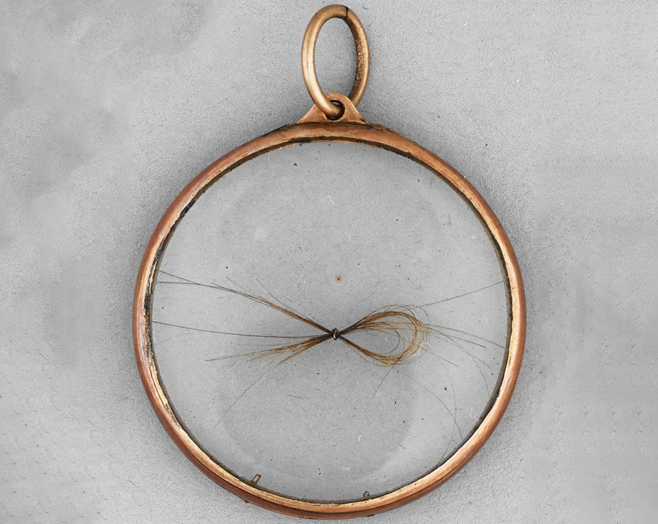 Crystal locket containing a lock of Napoleon's hair