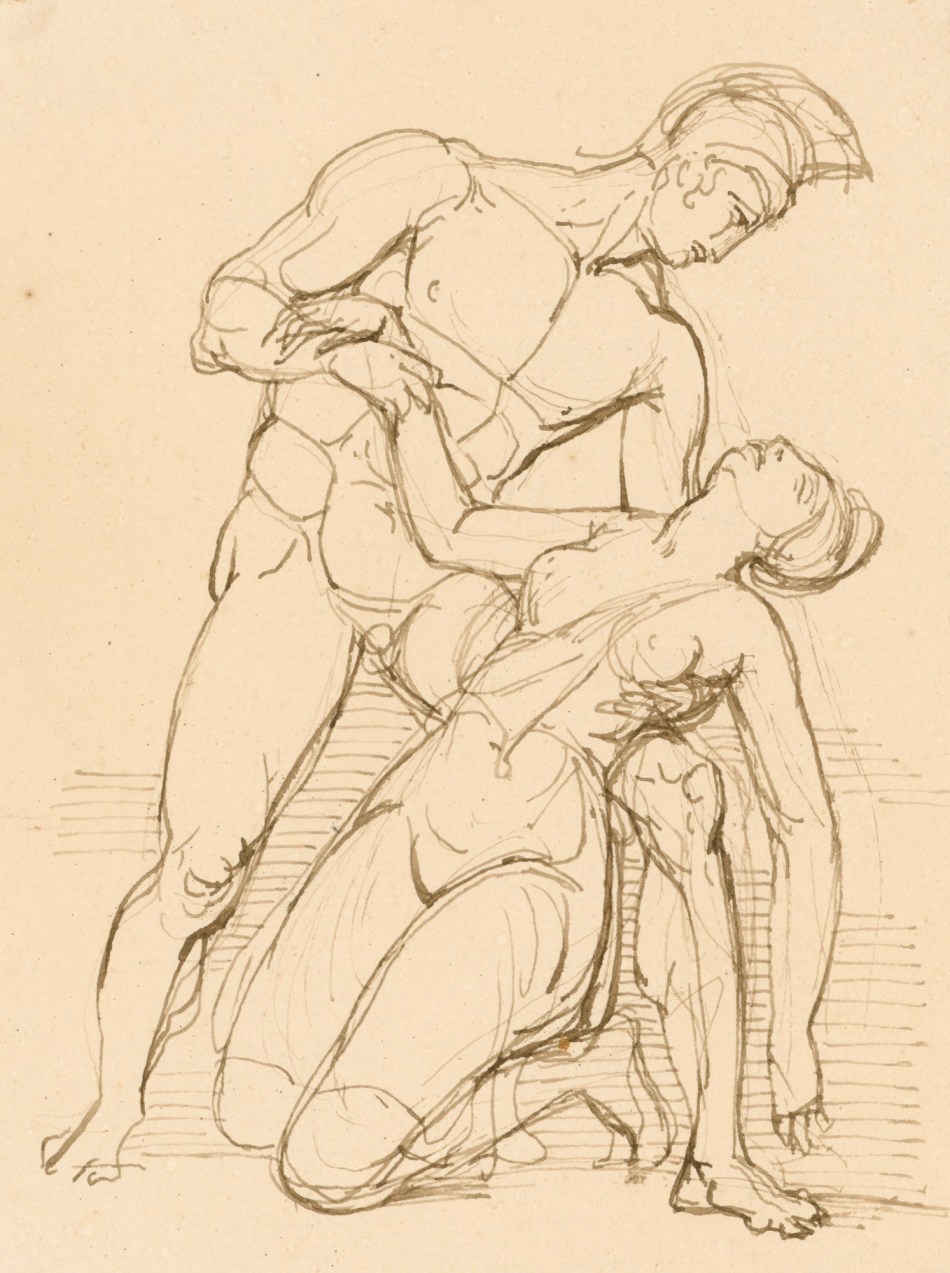 John Gibson RA, Standing warrior supporting a kneeling woman