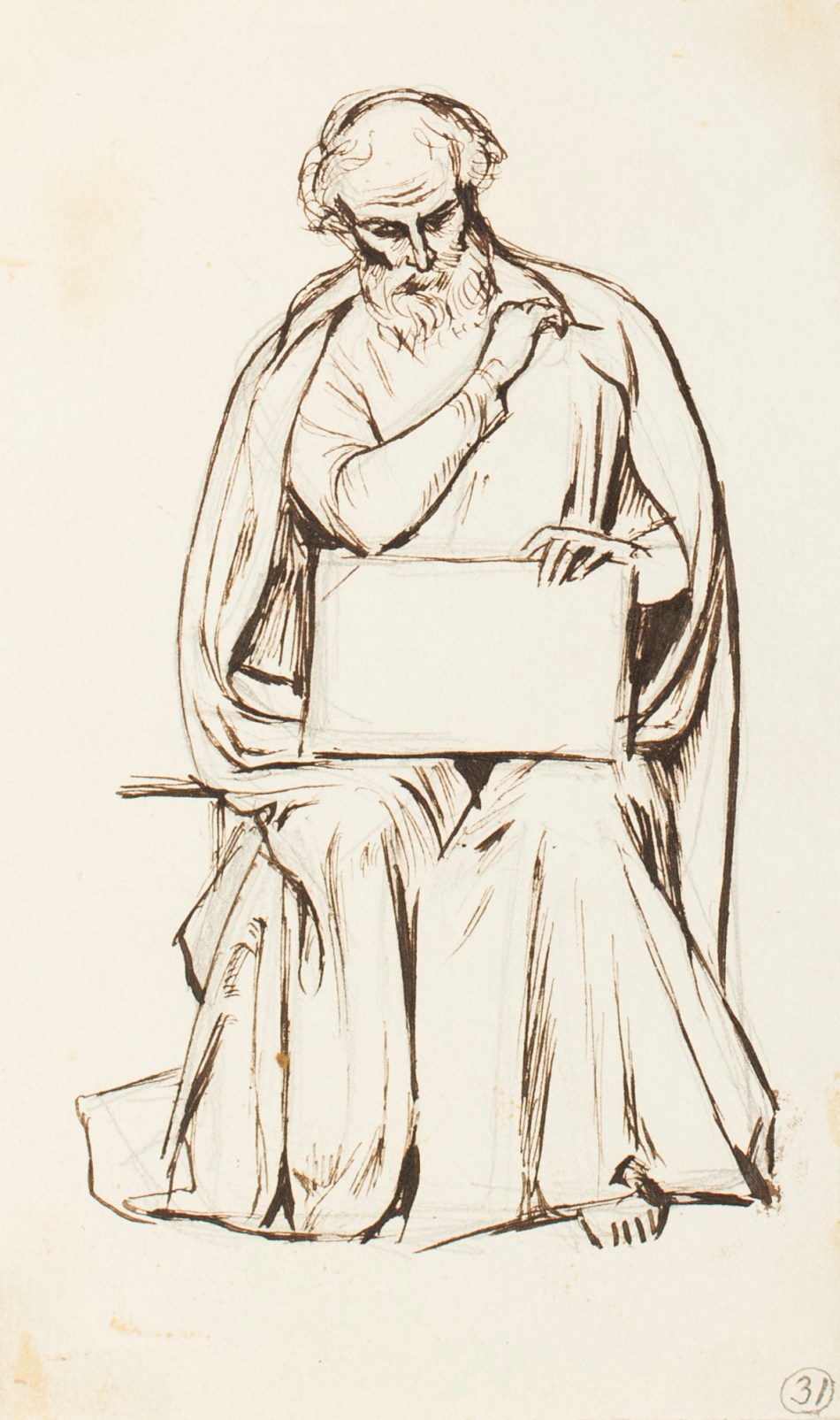 Henry Hugh Armstead RA, A seated male figure, for carvings at Llandaff Cathedral