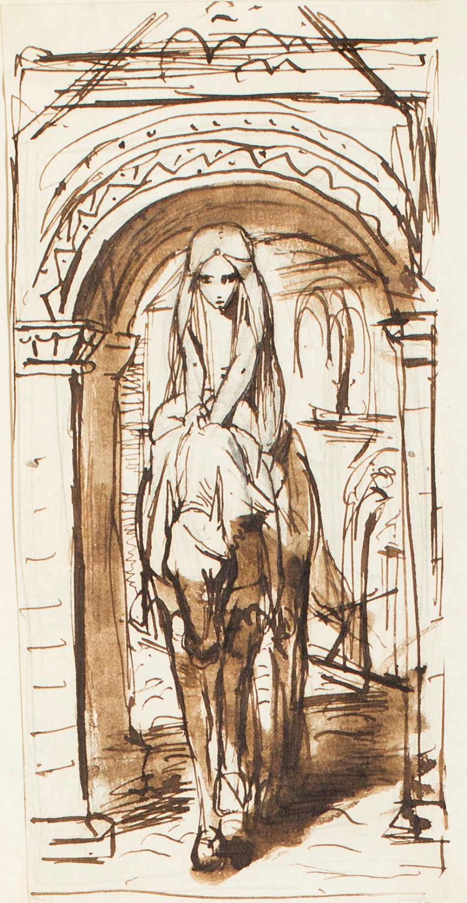 Henry Hugh Armstead RA, Compositional study for an illustration to Tennyson's Godiva