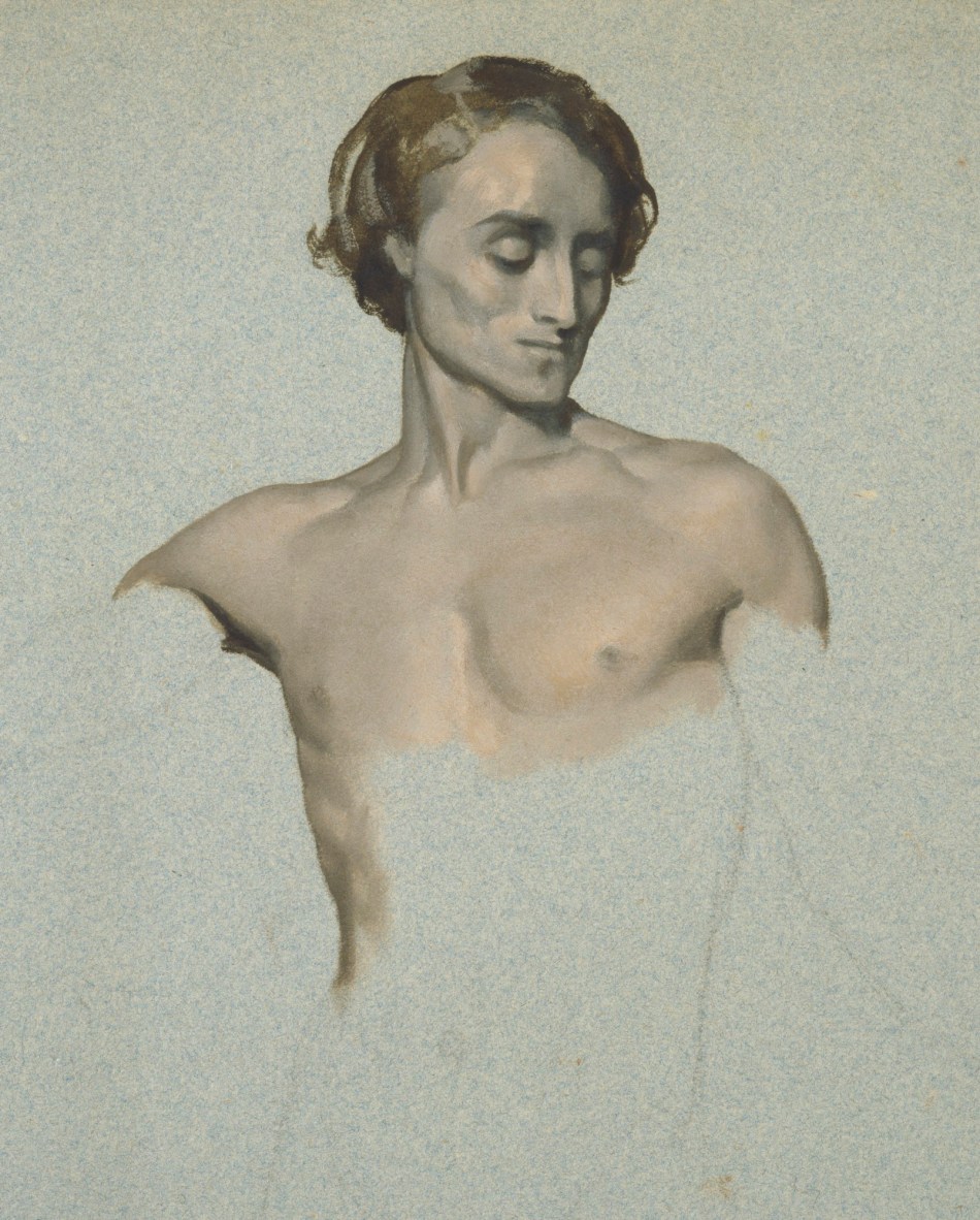 Lord Leighton PRA, Head and shoulders of a man, possibly relating to 'Cimabue's Celebrated Madonna'