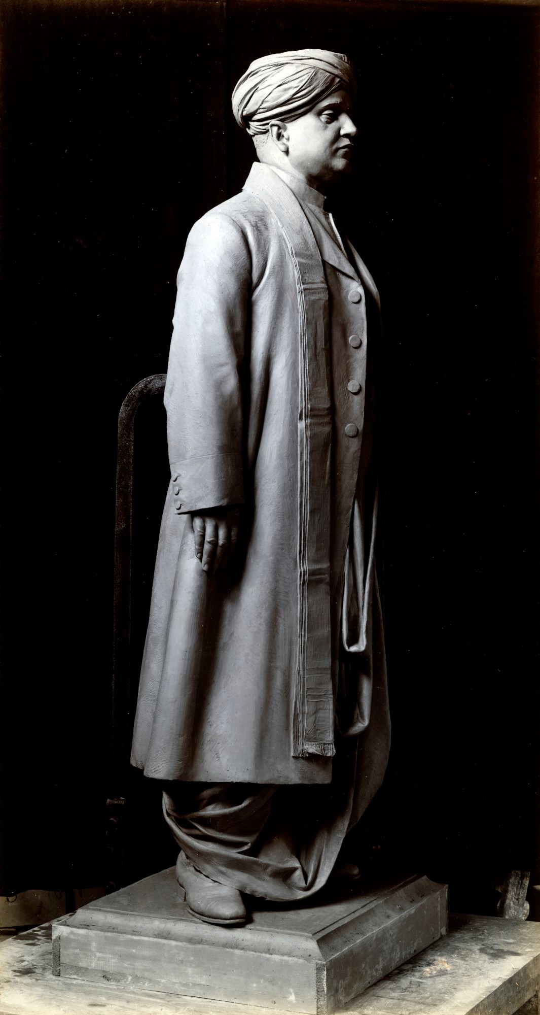 Unidentified photographer, Sketch figure in Indian costume and frock coat.
