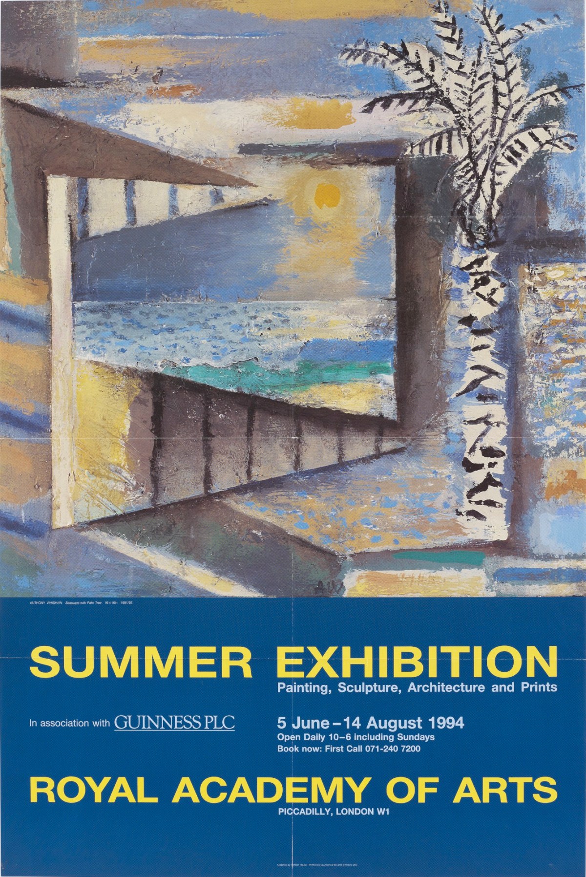 , Poster, designed by Anthony Whishaw, Seascape with Palm Tree, 1991/3, and Gordon House
