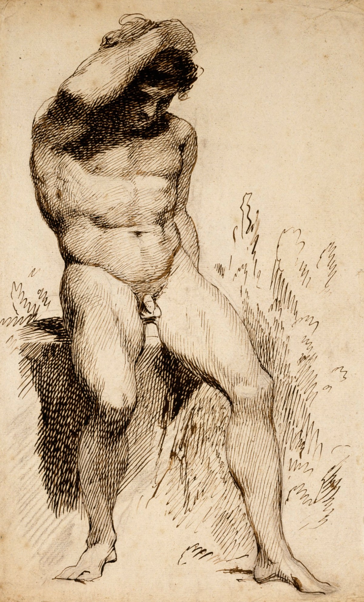 James Barry RA, Male nude sitting on a rock