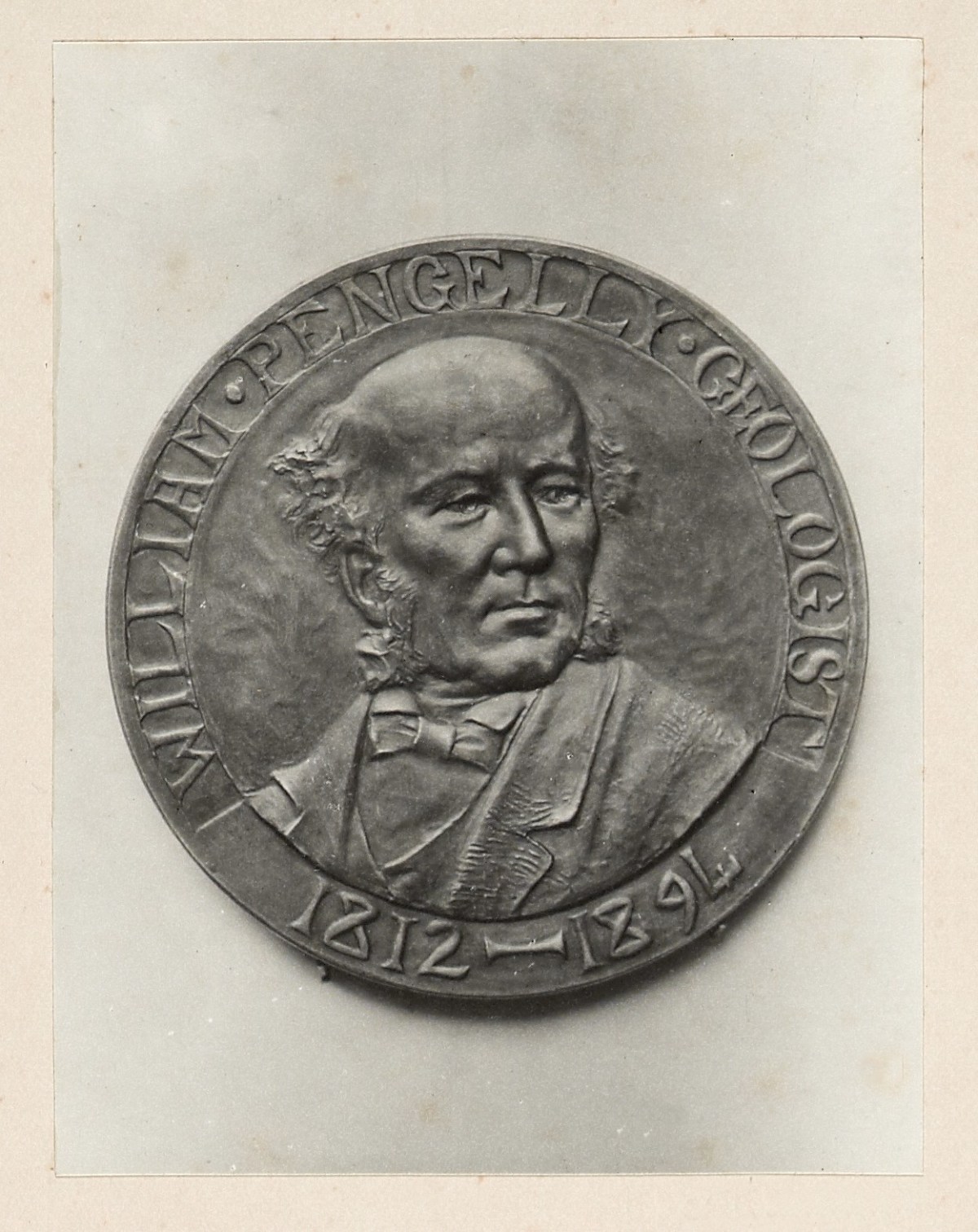 Unidentified photographer, Commemorative medal to William Pengelly, 1812-1894
