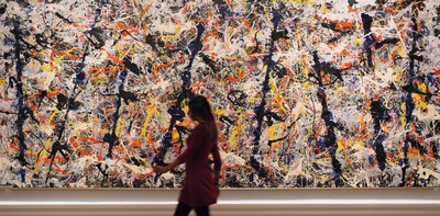 Installation view showing Blue poles by Jackson Pollock in the Abstract Expressionism exhibition.