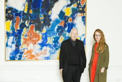 Basil Beattie RA and Aimée Parrott at the ‘Abstract Expressionism’ exhibition at the Royal Academy