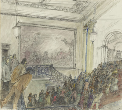Sir Albert Richardson, PRA, The Starecase at the Royal Academy, preliminary study