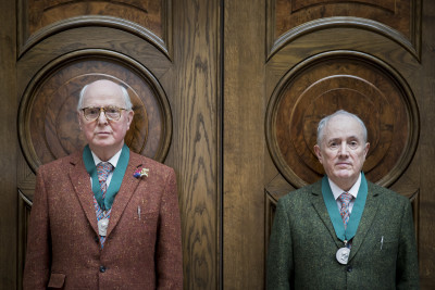 Gilbert & George RA receive their Academicians' medals at Burlington House