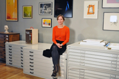 Katherine Oliver in the art store at the Royal Academy