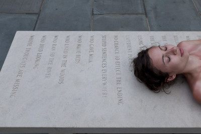 Jenny Holzer, Memorial Bench II: Eye cut by flying glass…