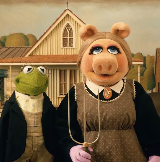 American Gothique, after Grant Wood, from 'Miss Piggy's Treasury of Art Masterpieces from the Kermitage Collection', co-edited by Michael K. Frith